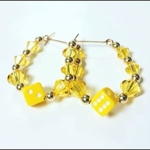 Yellow 🎲 Hoop Earrings